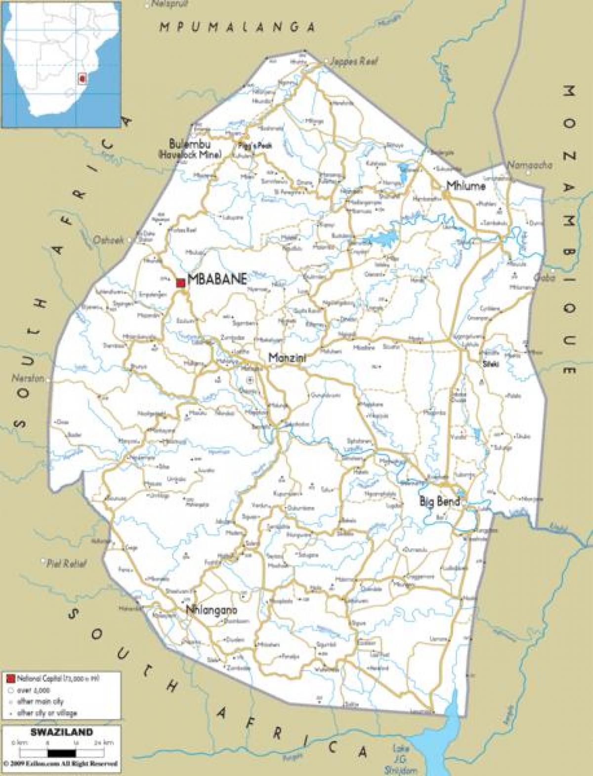 Mapa de mbabane, Suazilândia