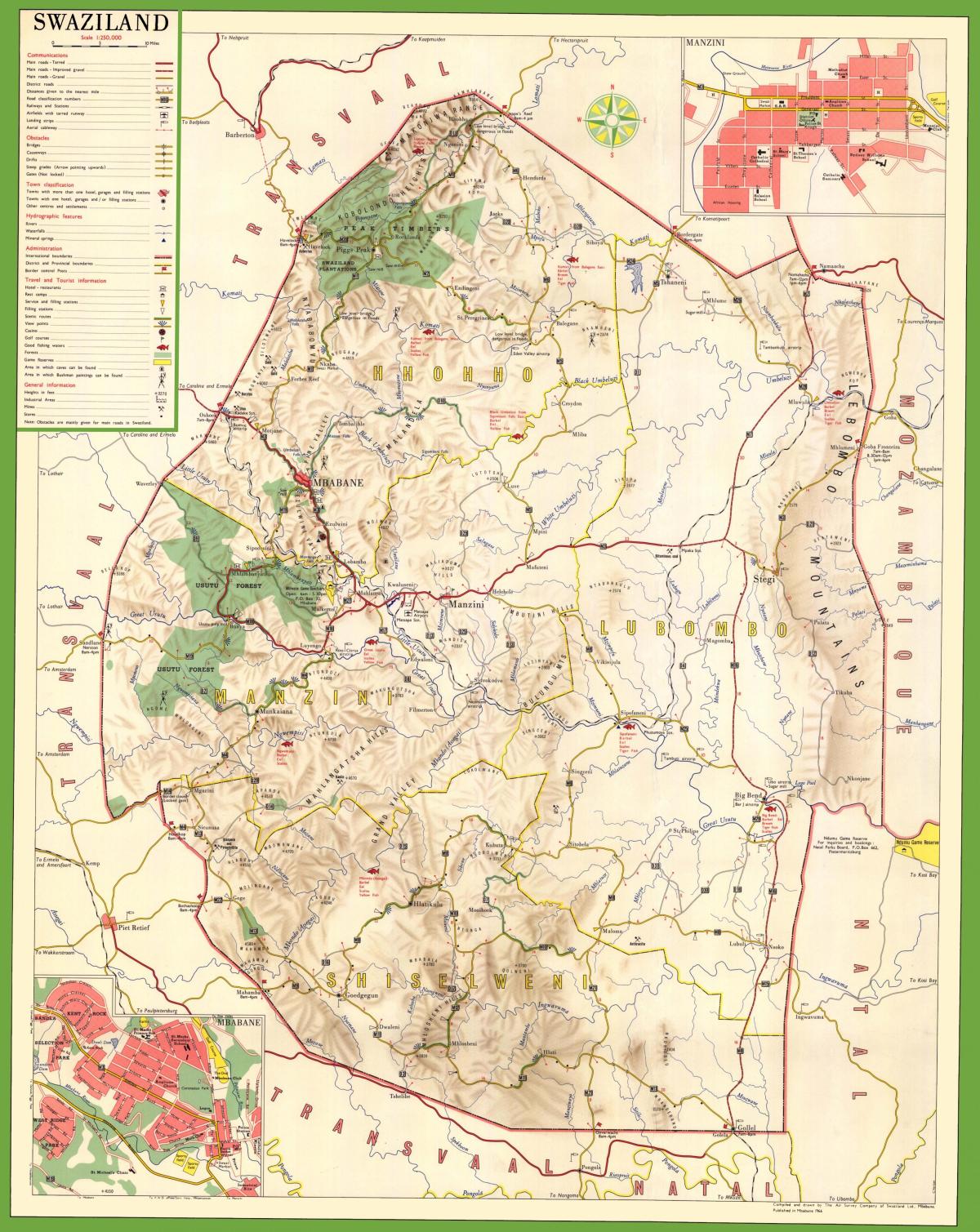 Mapa da Suazilândia detalhada